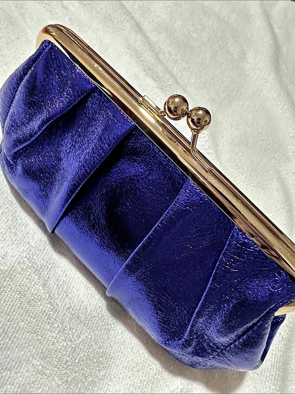 Blue Frame Clutch with Chain NWT